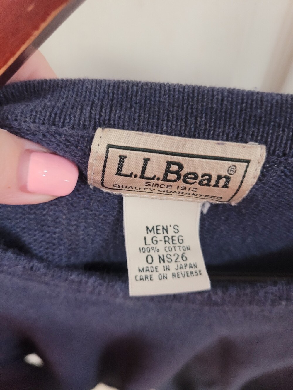Vintage LL Bean Men's Blue Crewneck Sweater Large 100% Cotton Made In Japan Rare - Picture 4 of 4